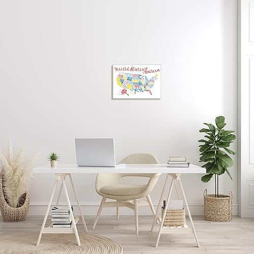 Miniatura 2 de Stupell Industries Mapa tipográfico de Estados Unidos de América, tonos primarios, diseñado por Jace Grey Placa de pared, 13 x 19 pulgadas, azul