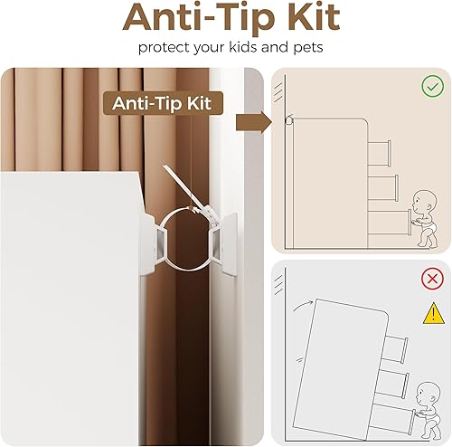 Miniatura 7 de BEWISHOME Cómoda blanca para dormitorio, cómoda de 6 cajones, cómoda de madera para armario, cómoda ancha y moderna con valla para sala de estar,