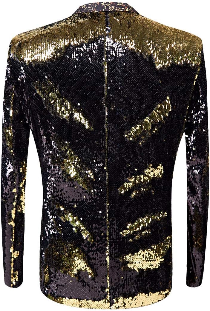 Men Stylish Two Color Conversion Shiny Sequins Blazer Suit Jacket