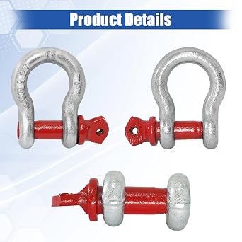 High-Strength 2Ton/4400Lbs D Ring Shackles - Forged Steel Clevis Shackles for Heavy-Duty Towing and Lifting