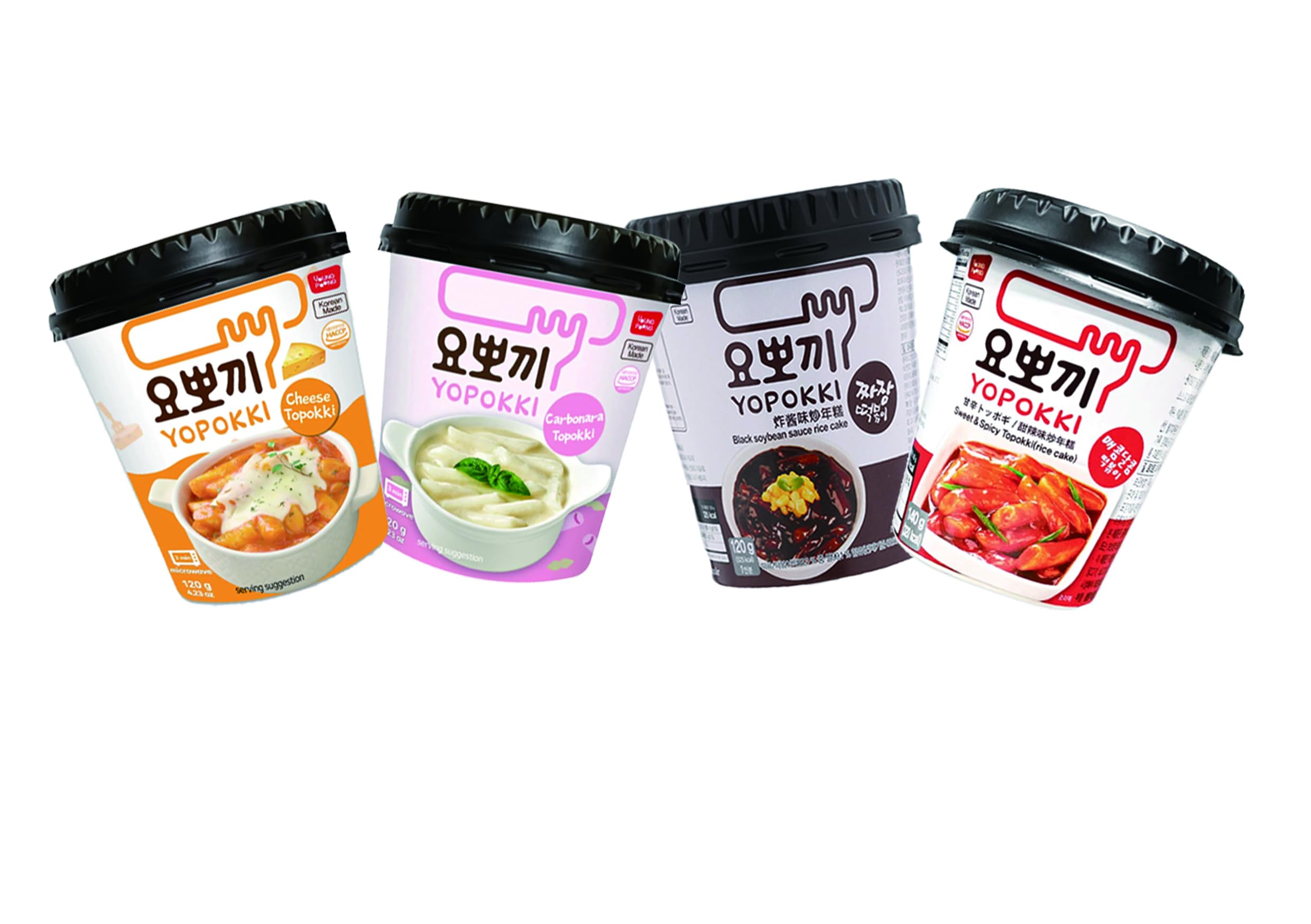 MiFan Tteokbokki Box - Yopokki Cup Pack de Inicio – Gnocchi de Arroz Coreano (4 Unidad, Sabores Mixtos)