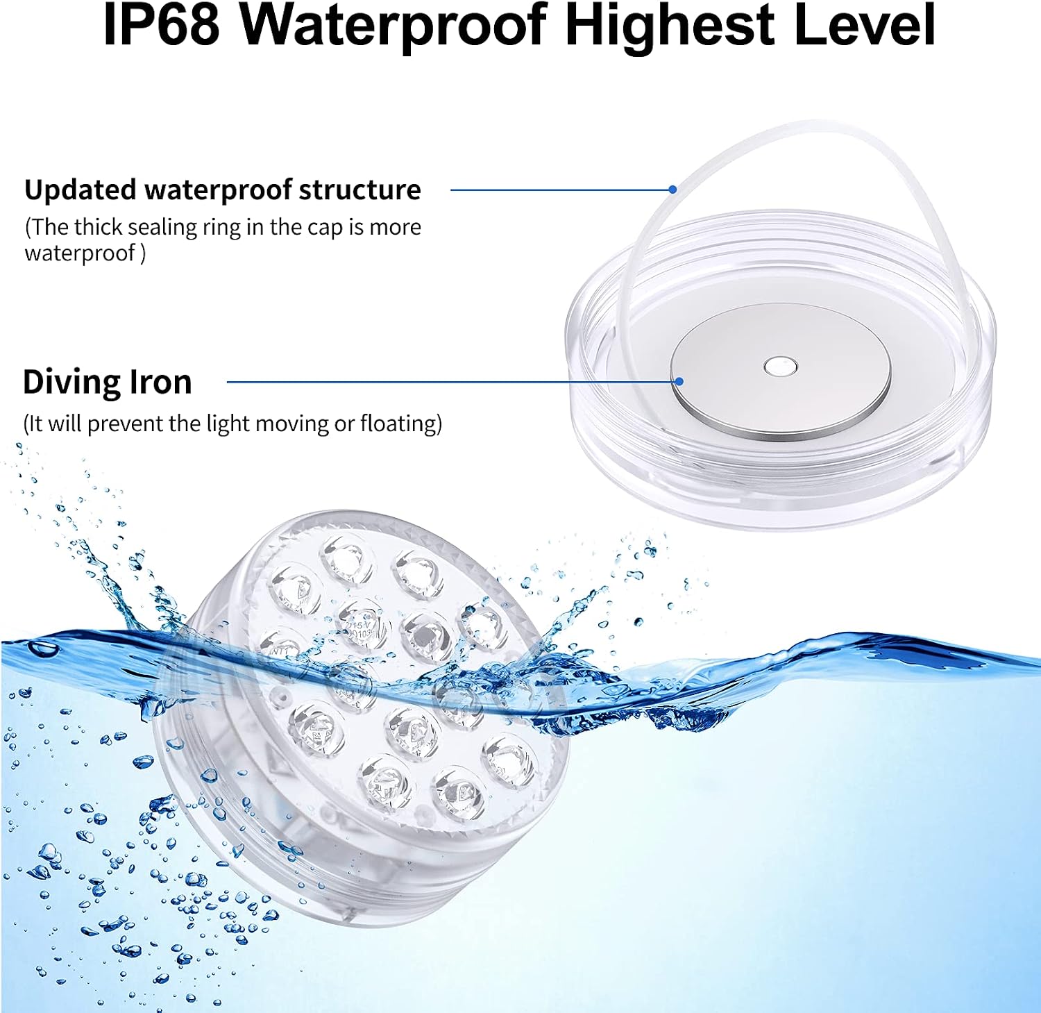 Ruyilam Halloween Pumpkin Lights, 2 PCs 15 LEDs Battery Powered Remote Control Underwater IP68 Waterproof Magnetic Bathtub Light with Suction Cup for Aquariums Garden Party