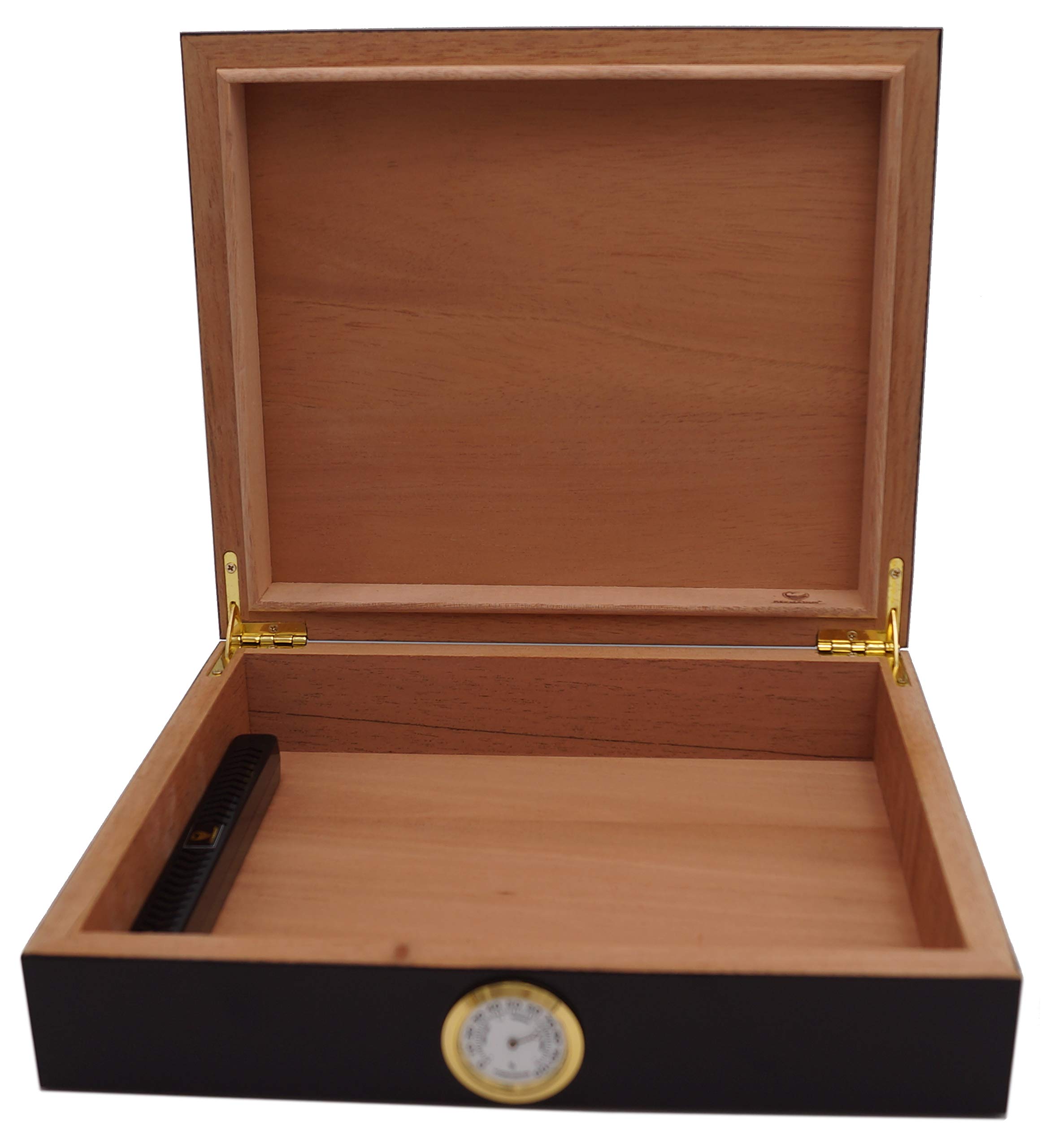 GERMANUS Humidor "Ornoir" z nawilżaczem i higrometrem w kolorze czarno-złotym