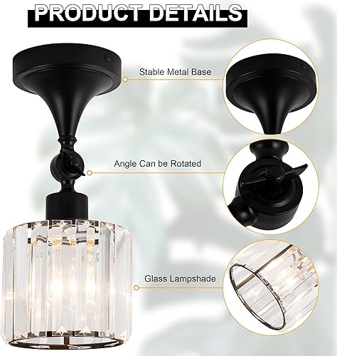 Miniatura 8 de Edzemuwa Flush Mount Ceiling Light Fixture Modern Black Entryway Light fixtures Farmhouse Lighting for Porch Hallway Kitchen BedroomBlack E26