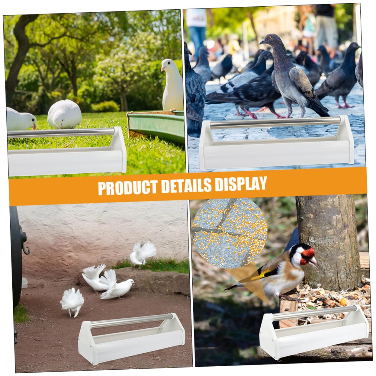 Comedero para Pájaros de Plástico Acero 2 Piezas Blanco | Anti-salpicaduras, Ligero y Resistente al Desgaste, Fácil de Limpiar, para Parques y Jardines