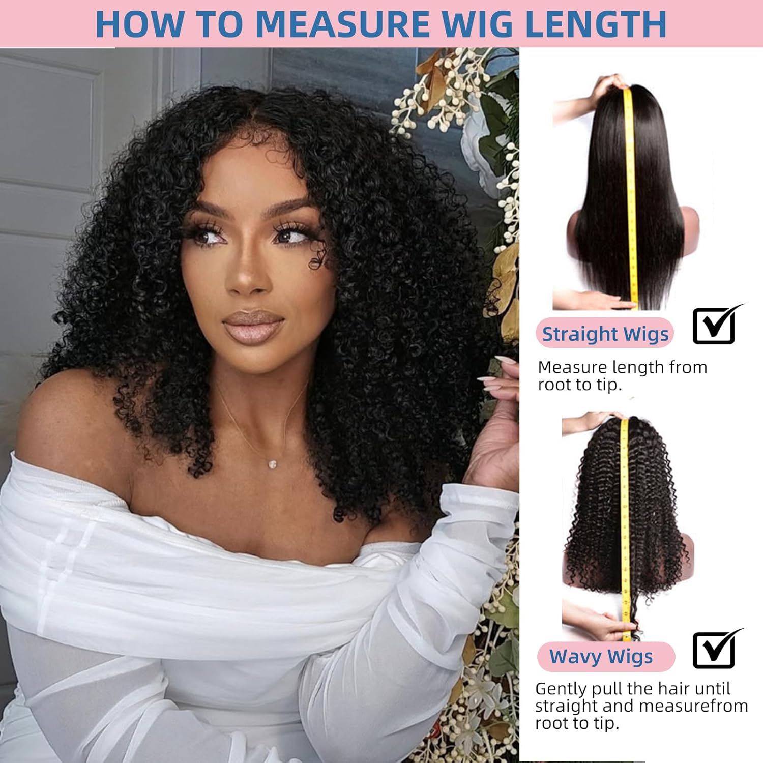 Afro Kinkycurly Wig Human Hair Kinky Curly 13x6 Lace Front Wig 210 Density 100% Real Human Hair Wigs 14 Inch True to Length and Density 13x6 Lace Wigs Preplucked Hairline Natural Black Color