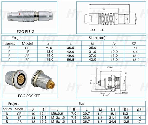 Miniatura 2 de HangTon 0B Huevo 7 Pin Hembra Enchufe Circular Push Pull Metal Conector Panel Montaje Receptáculo