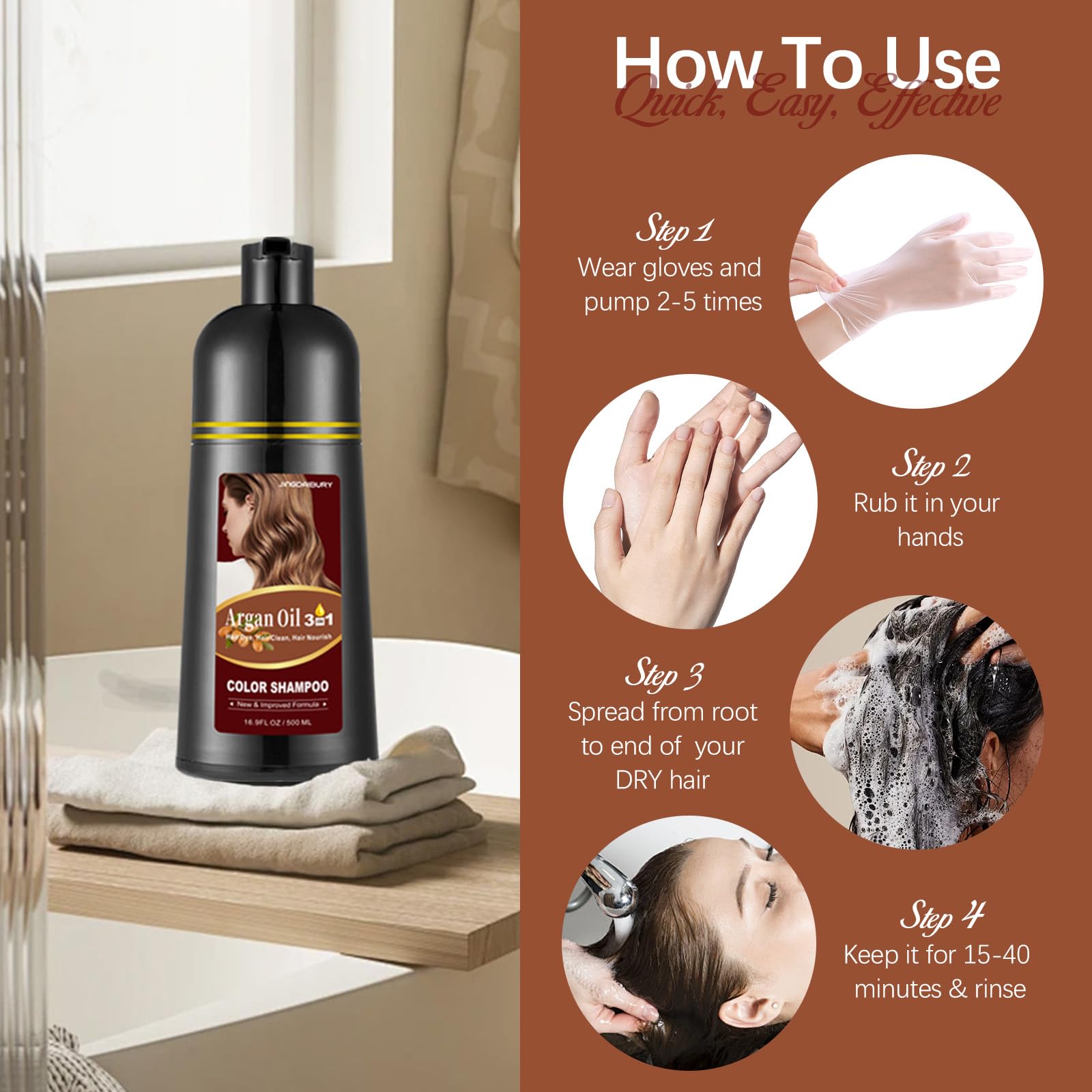 Amazon.com : Hair Dye Shampoo 3 in 1 Light Brown, Hair Color