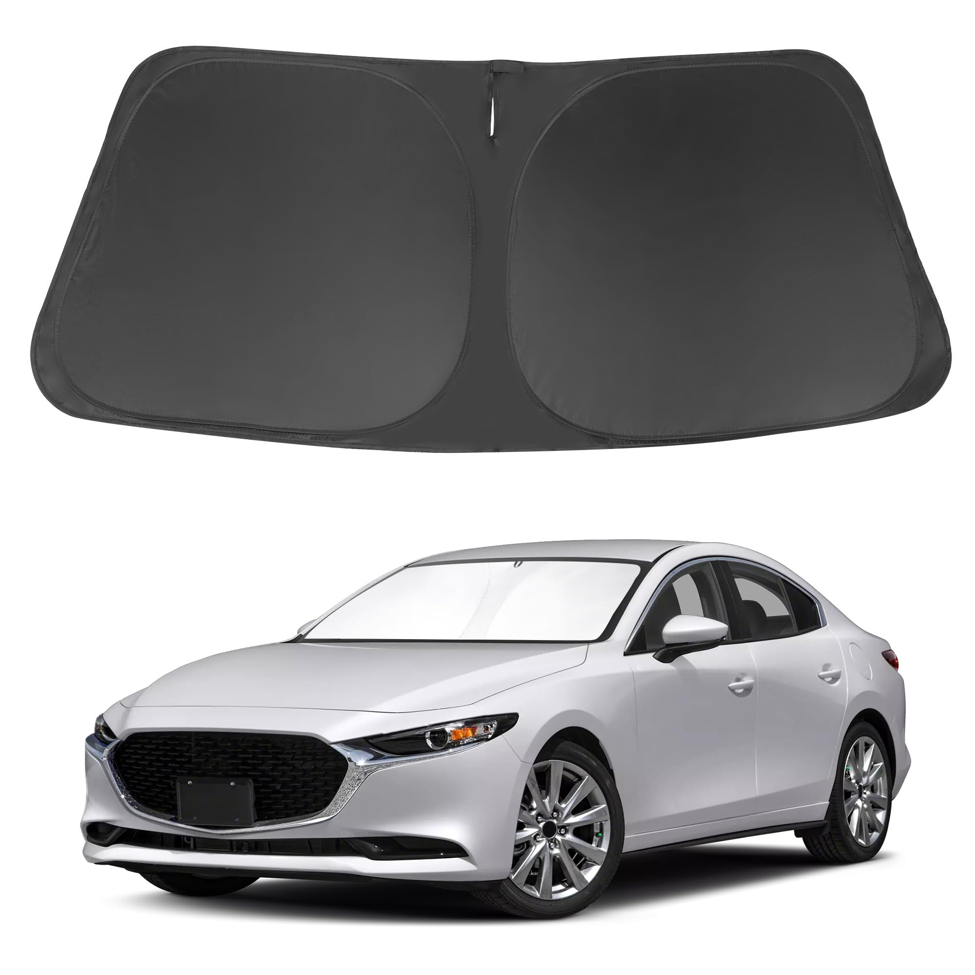 Windshield Sun Shade Fit for 2019-2024 2025 2026 Mazda 3 Accessories Mazda3 Hatchback/Sedan Window Shade Cover Foldable Sunshade Shield Blocker Keeps