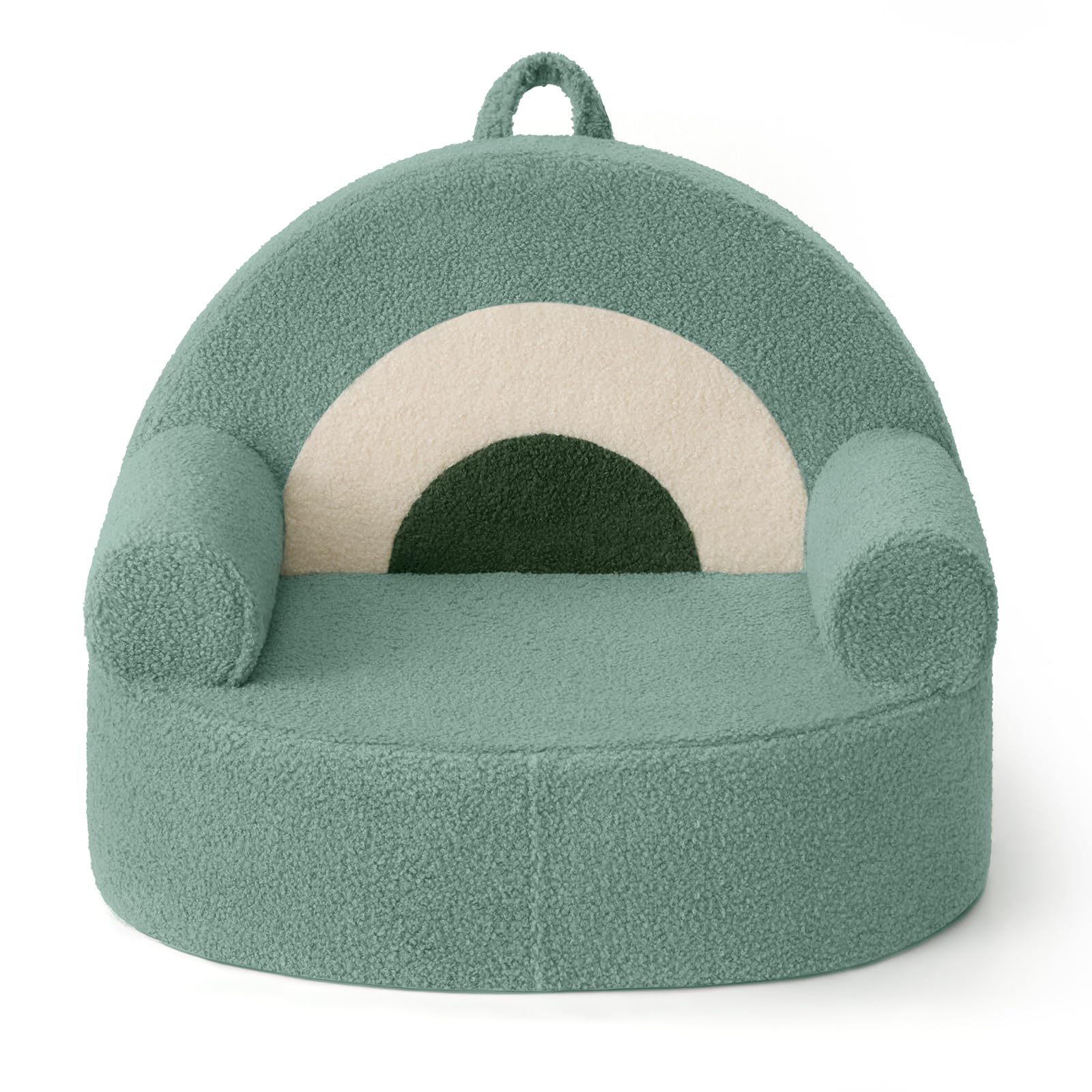 Blissful Diary Toddler Chair Comfy, Foam Kids Chair with Soft Teddy Plush, Toddler Reading Chair with Cute Arclet Designs- Sage Green