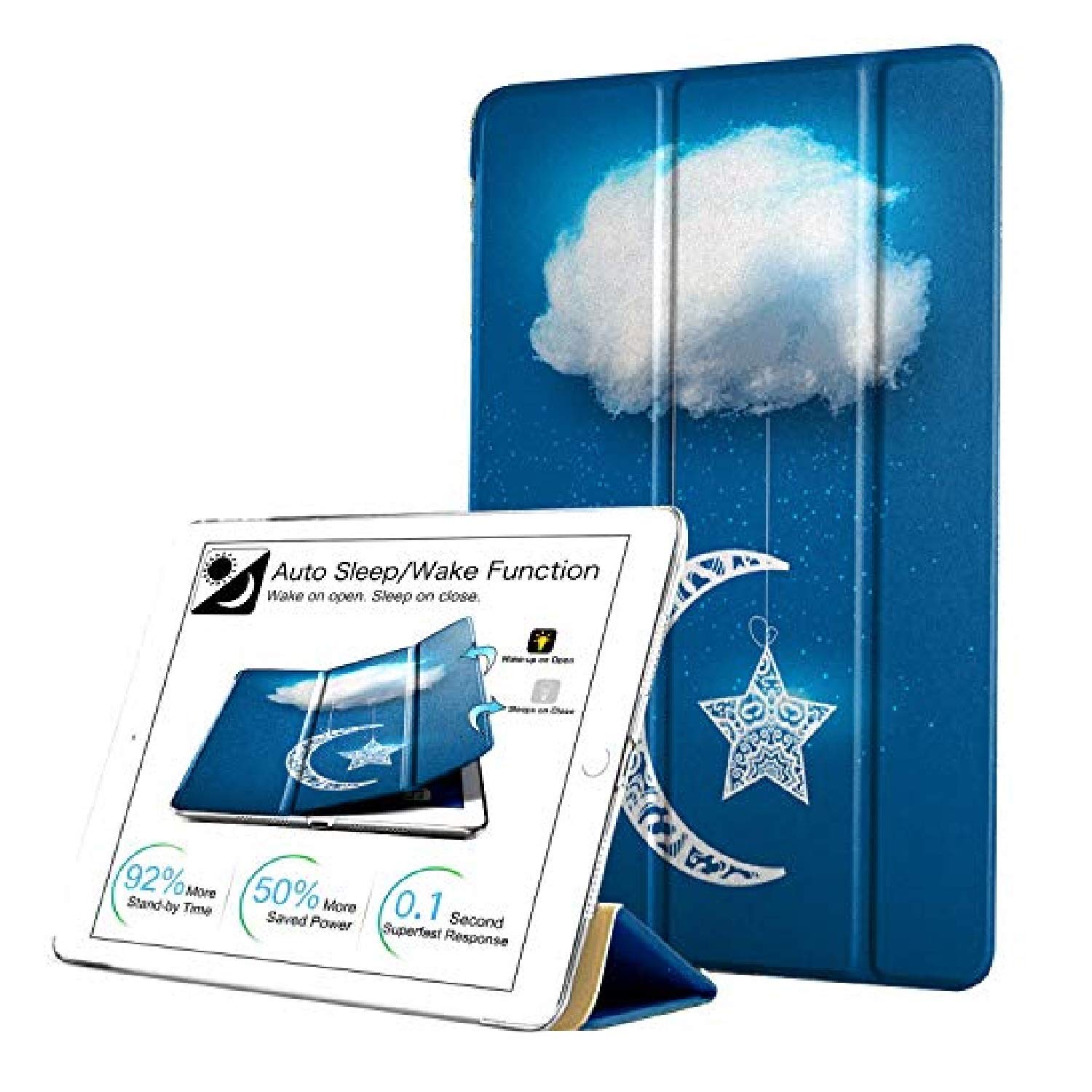 DuraSafe Cases for iPad 10.2 9 8 7 2021 2020 2019 [iPad 9th / 8th / 7th Gen ] A2197 A2270 A2602 MW762HN/A MYLC2HN/A MK2L3HN/A Trifold Printed Hard Smart PC Transparent Back Cover - Moon & Star (B082TSKW8Z) Amazon Price History, Amazon Price Tracker