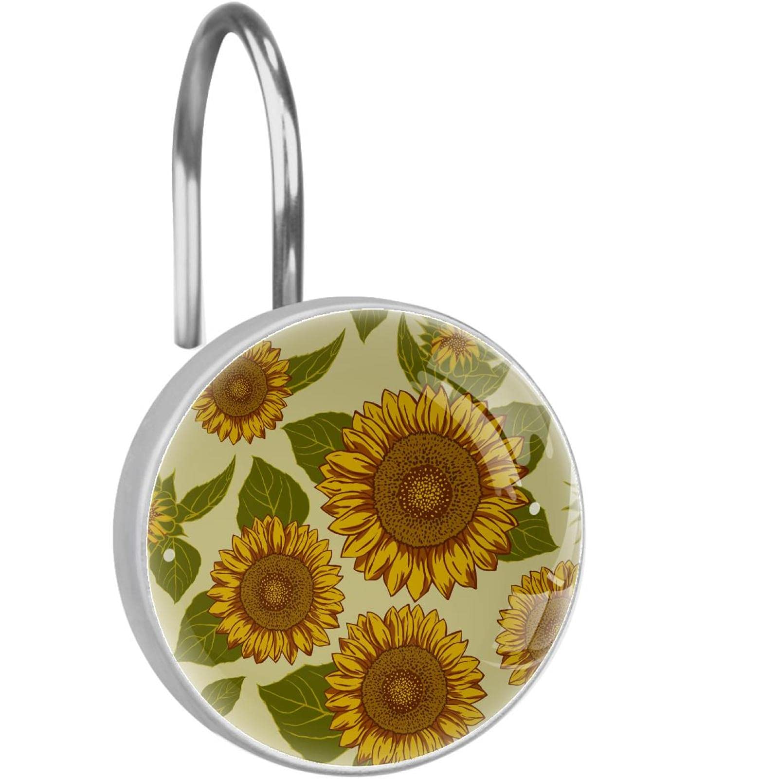 Crochets de rideau de douche tournesol x12 double glissement pour salle de bain