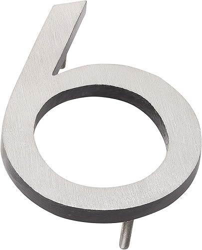 Montague Metal Products MHN-04-F-BK2-6 Números de casa de dirección flotantes modernos de aluminio cepillado sólido, 4 pulgadas, níquel satinado con