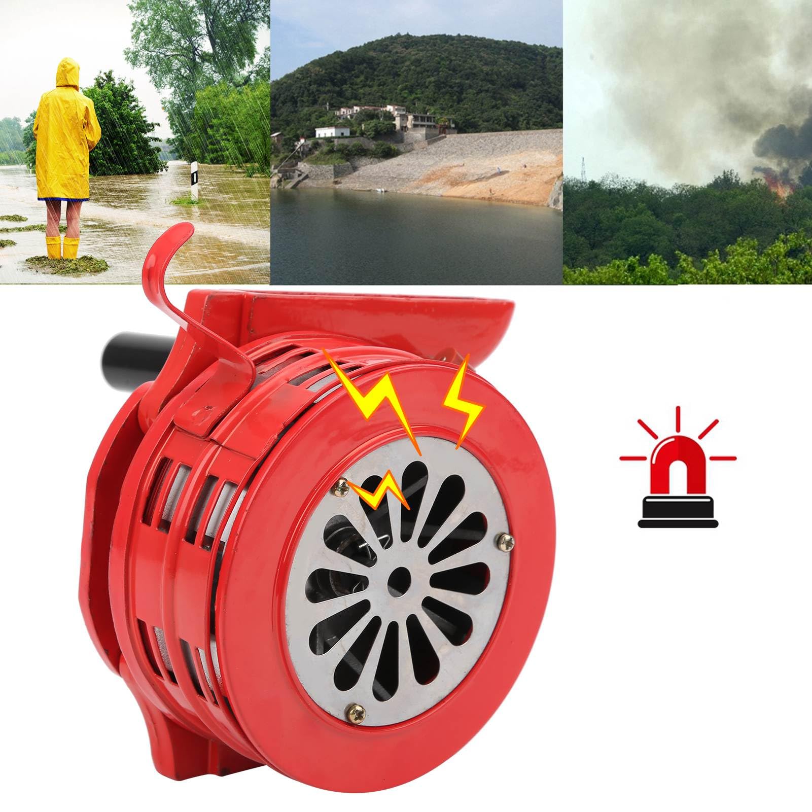 Sirena de Manivela 120DB Alarma Portátil Operada Manualmente para
