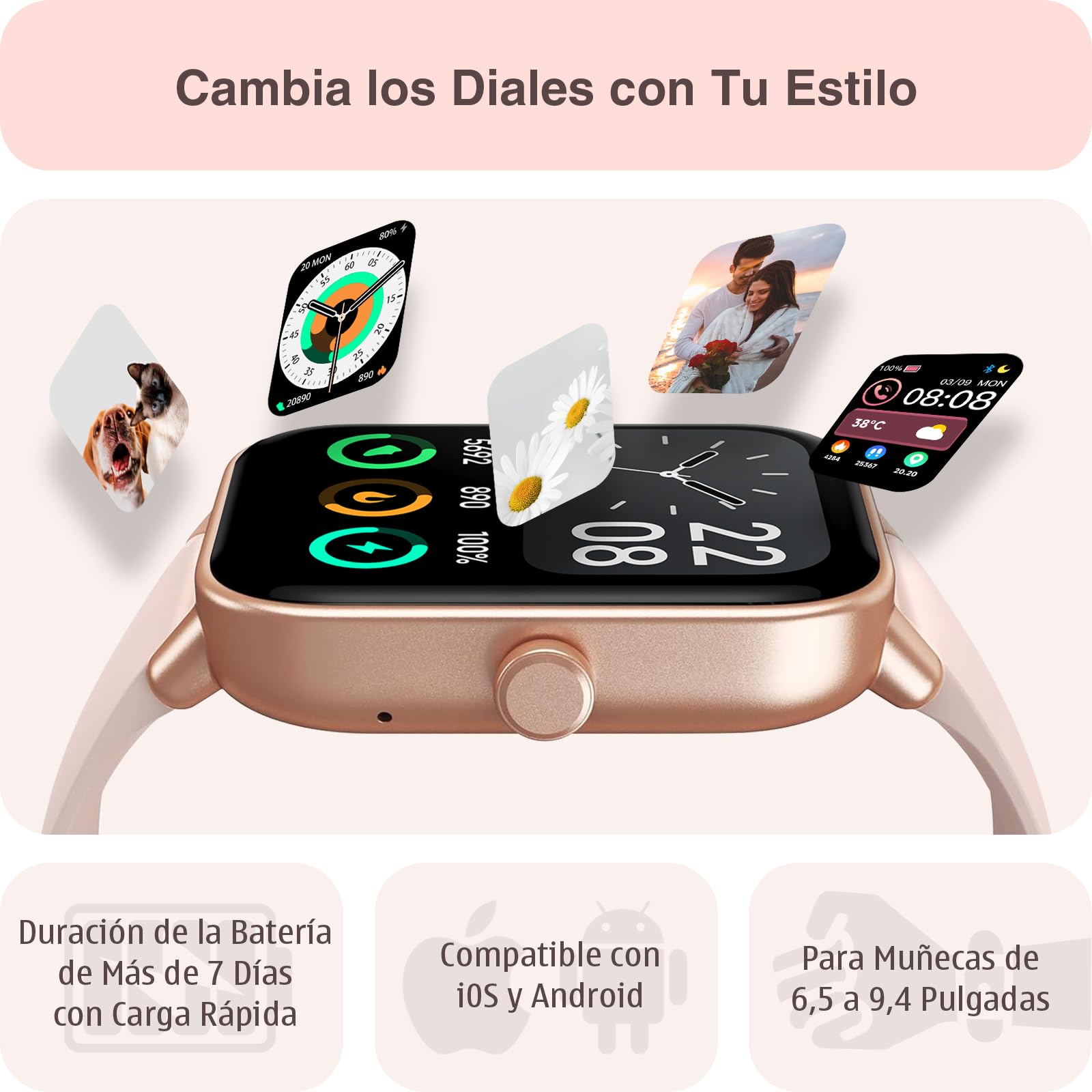 Orologio Smartwatch Donna con Chiamate Bluetooth e Alexa, 1.8'' Smartwatch Donna SpO2/Frequenza Cardiaca/Sonno, Contacalorie/Passi/Distanza, 100 Modalità Sport, IP68 Regalo da Donna per Android iOS