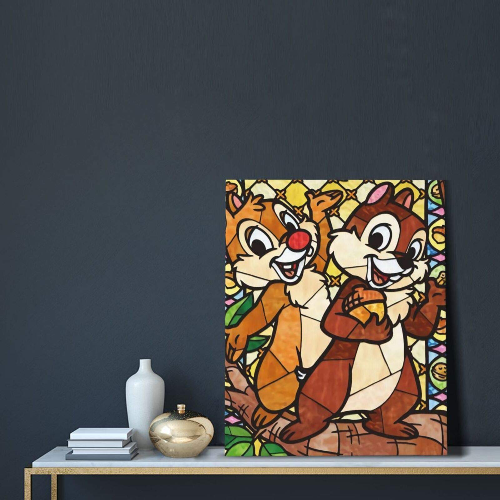 Amazon.co.jp: 絵画 ディズニー チップ&デール ステンドグラス 装飾画