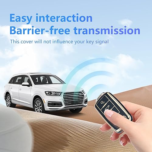 Miniatura 7 de YHC Funda para llave de coche VW Volkswagen con llavero dorado compatible con Jetta Beetle Tiguan Passat Golf