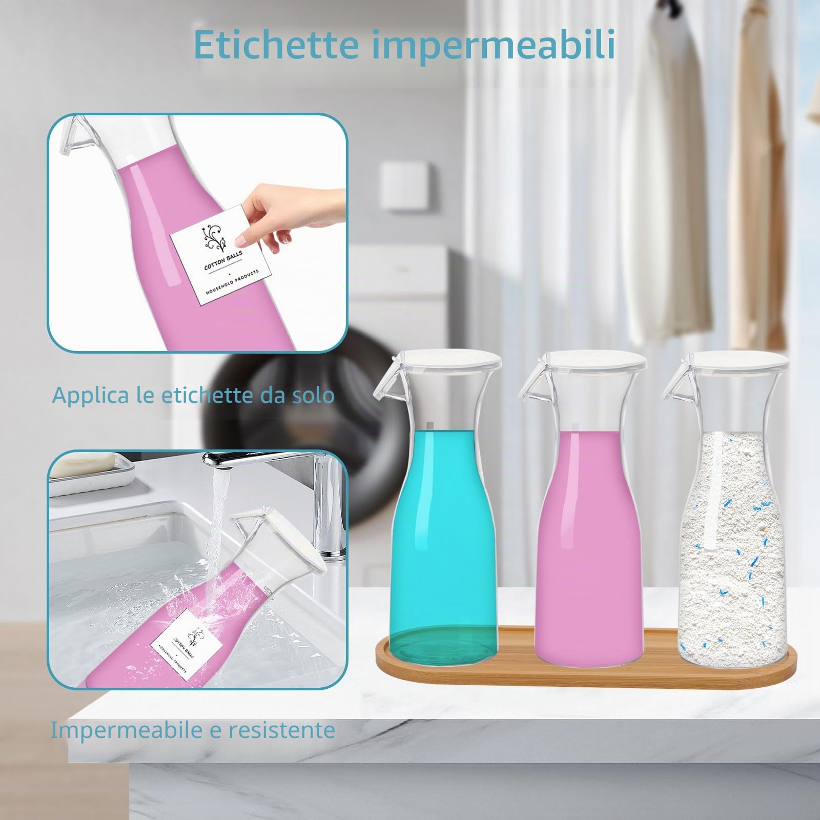 3 Pezzi Contenitore per Detersivo, Dispenser Detersivo Lavatrice 1,5L, Contenitore Detersivo Polvere Plastica PET, Scatola Trasparente Ammorbidente Detersivo per detersivi liquidi e perle profumate