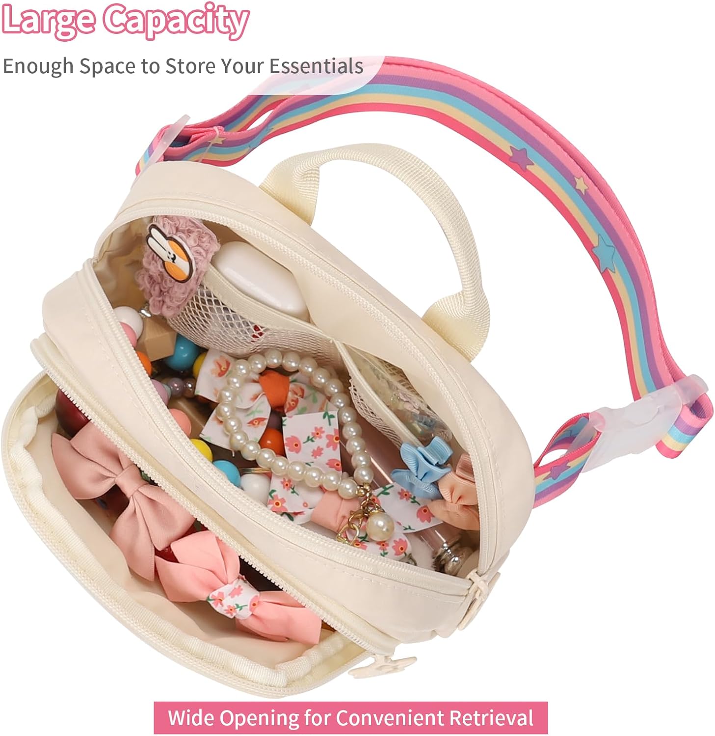 Fanny Pack for Girls, Cute Crossbody Bag for Kids Teens Belt Bag Waist Bag Girl Purse Trendy Stuff Graduation Birthday Gifts for 4 5 6 7 8 9 10 11 12 13 Years Old Beige Initial A - Image 7