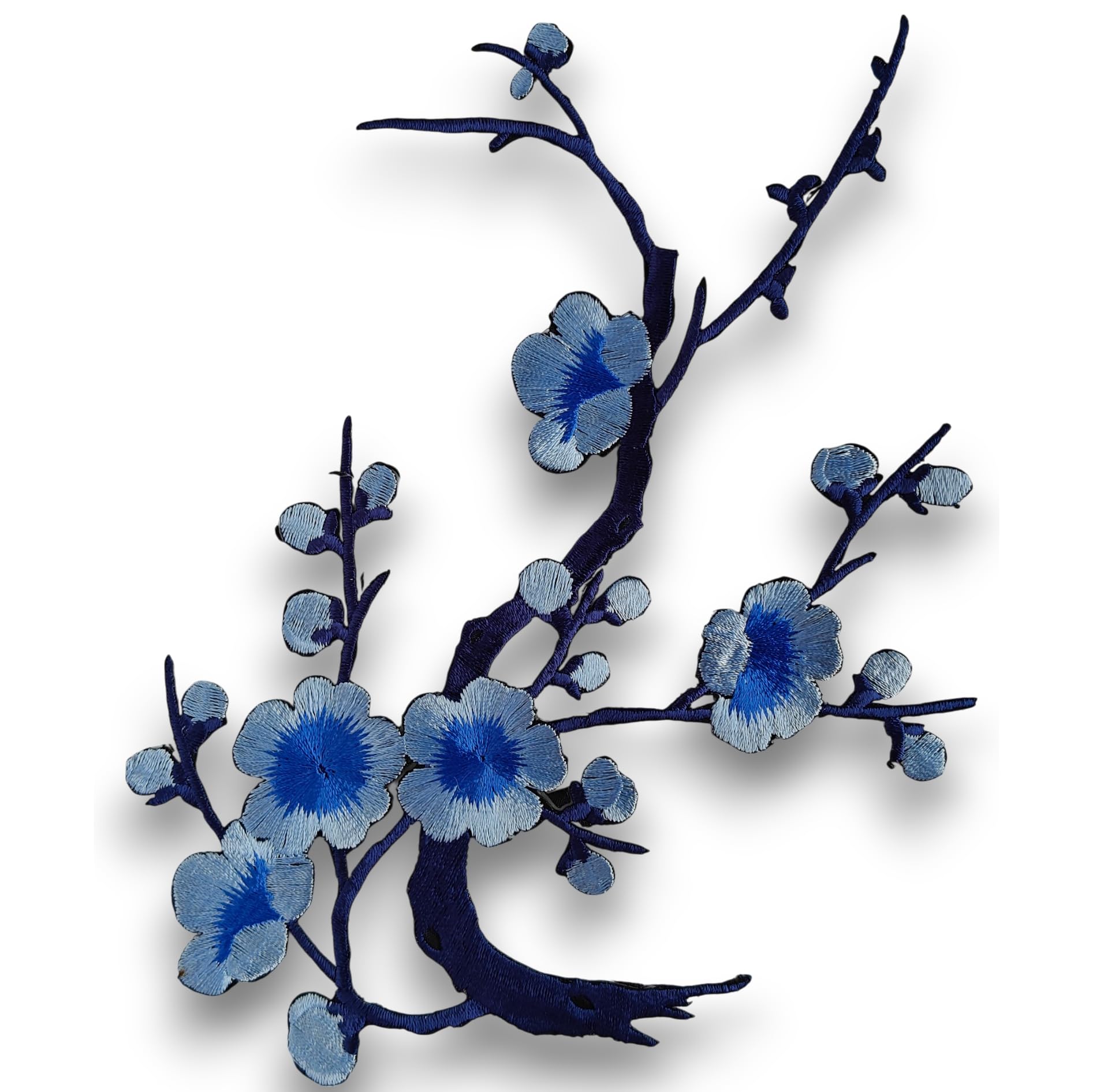 S.A.V.I 3D Blue Cherry Blossom Embroidery Patch (7x6.1 inch