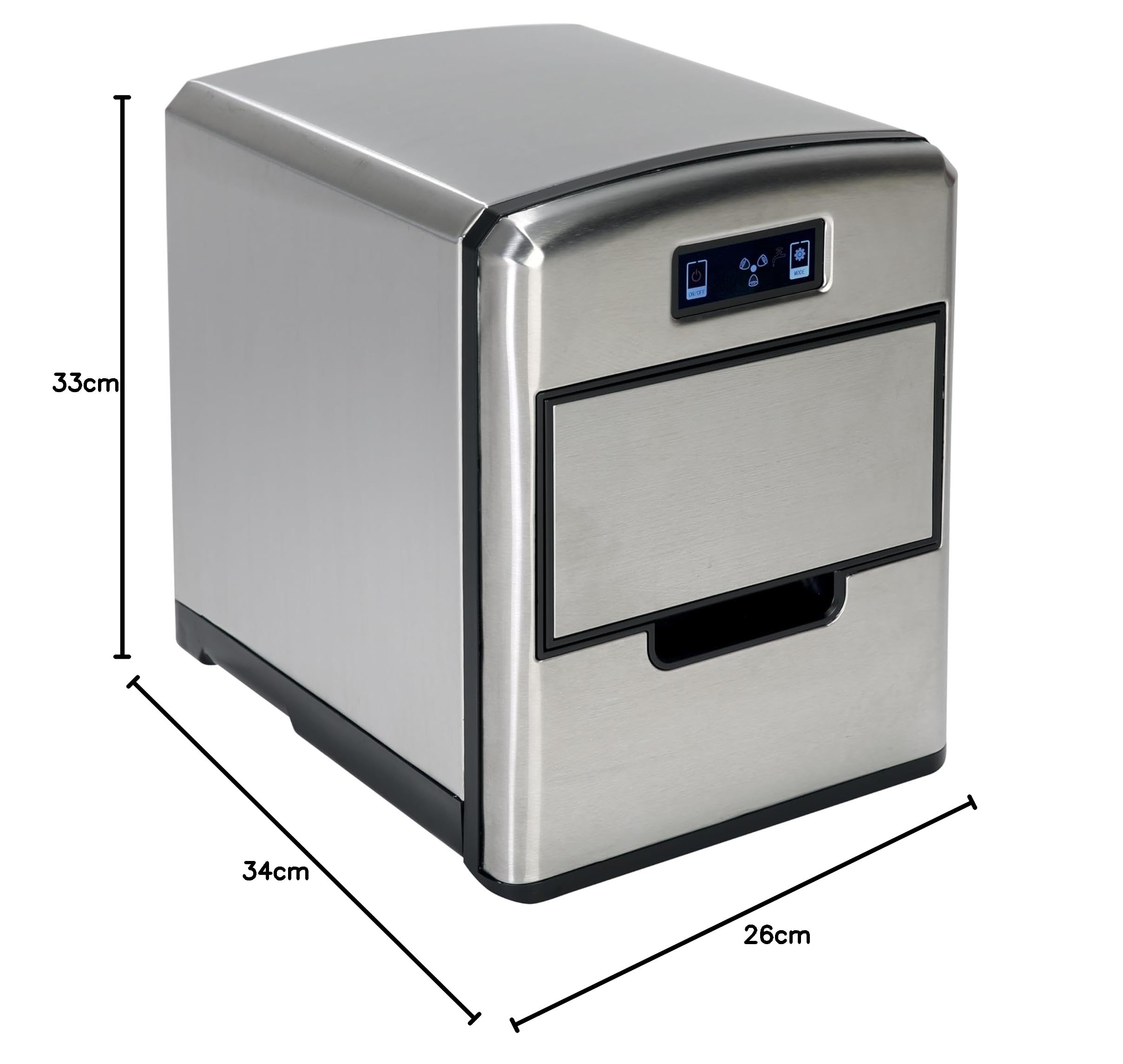 RGV Mojito Ice FG12D 150 W Portable ice cube maker 12 kg/24h Negro, Acero inoxidable - Máquina productora de hielo (150 W, 220 - 240 V, 50 Hz, 260 mm, 345 mm, 330 mm)