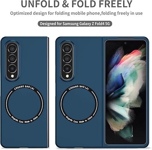 Miniatura 3 de Ephoou Funda de teléfono para Samsung Galaxy Z Fold4 compatible con MagSafe, protección de doble capa de grado militar, a prueba de golpes con funda