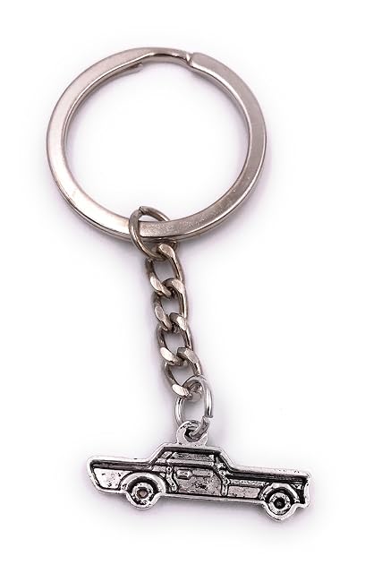H-Customs Ami Musclecar Ponycar Car Keychain Colgante de metal plateado
