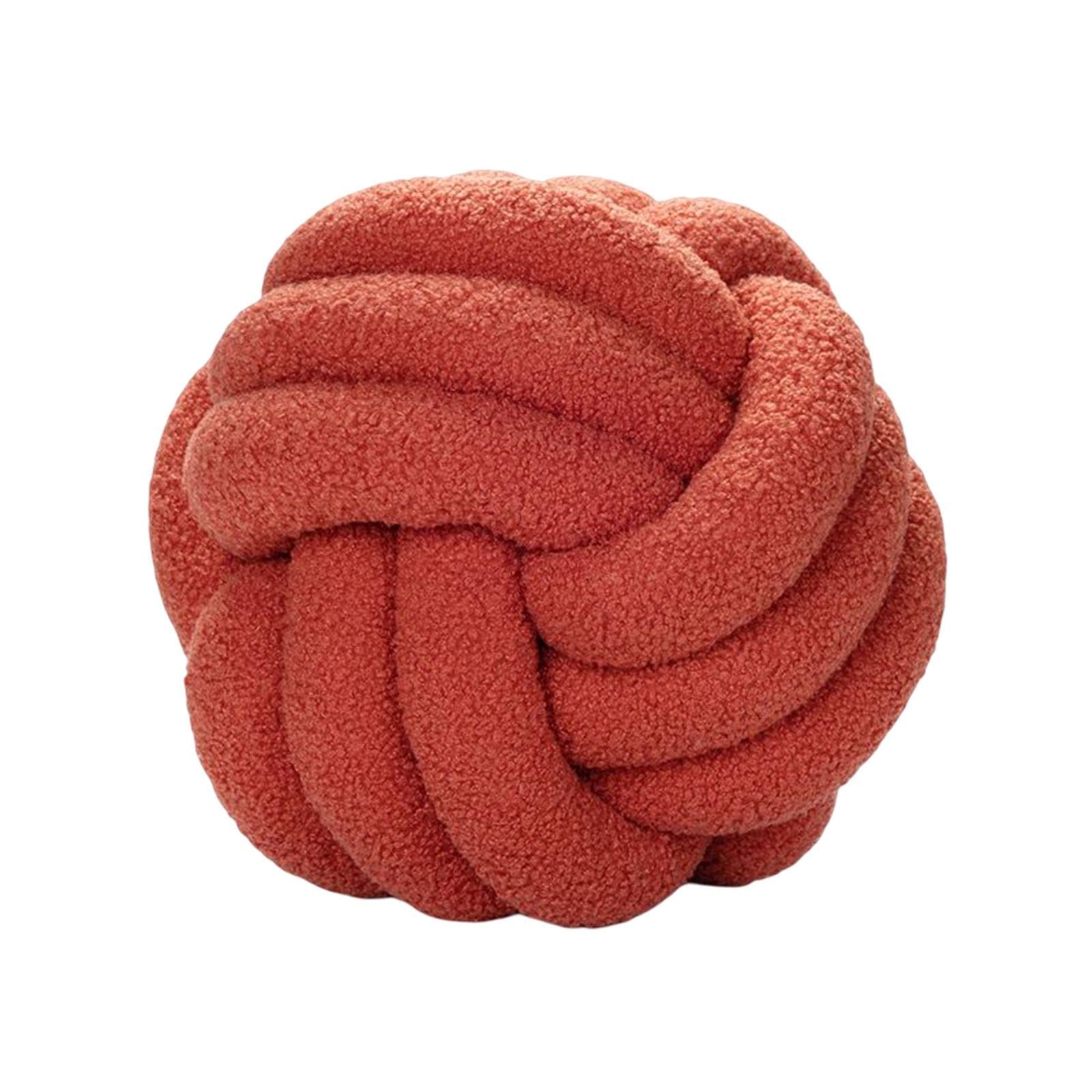 plush knot ball pillow diameter 22cm room decoration for sofa couch red