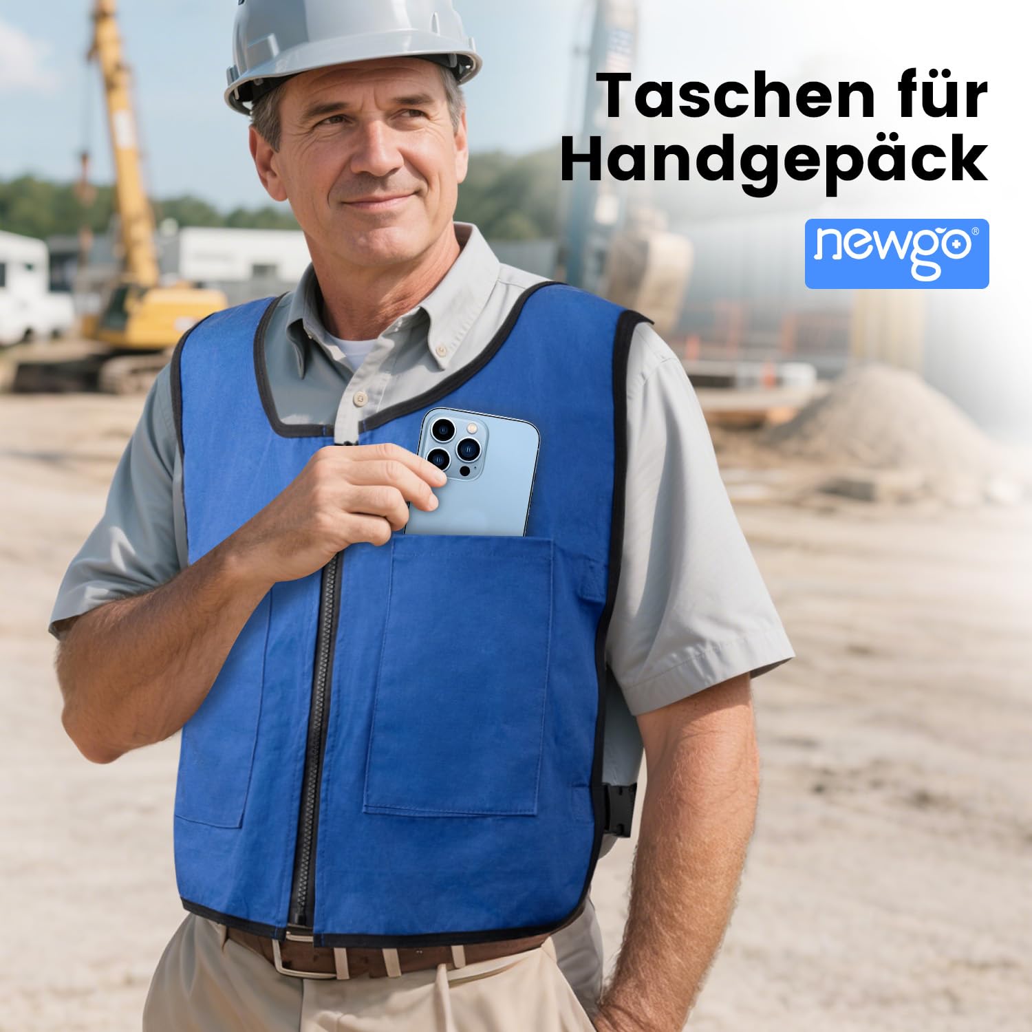 NEWGO Ice Vest, Schnell abkühlen im heißen Sommer, Verstellbare Kühlweste Herren im Sommer, Sofort Kühlende Draussen Damen Arbeitskleidung mit Tasche, Wärmeableitung Cooling Kühlweste für Menschen