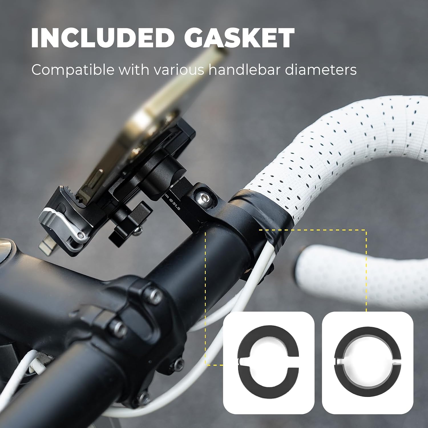 ROCKBROS Bike Phone Holder, Quick Release Aluminum Alloy Bike Phone Mount, 360 Rotatable, Universal Bicycle Mount for 4.5''-7.2'' Phones