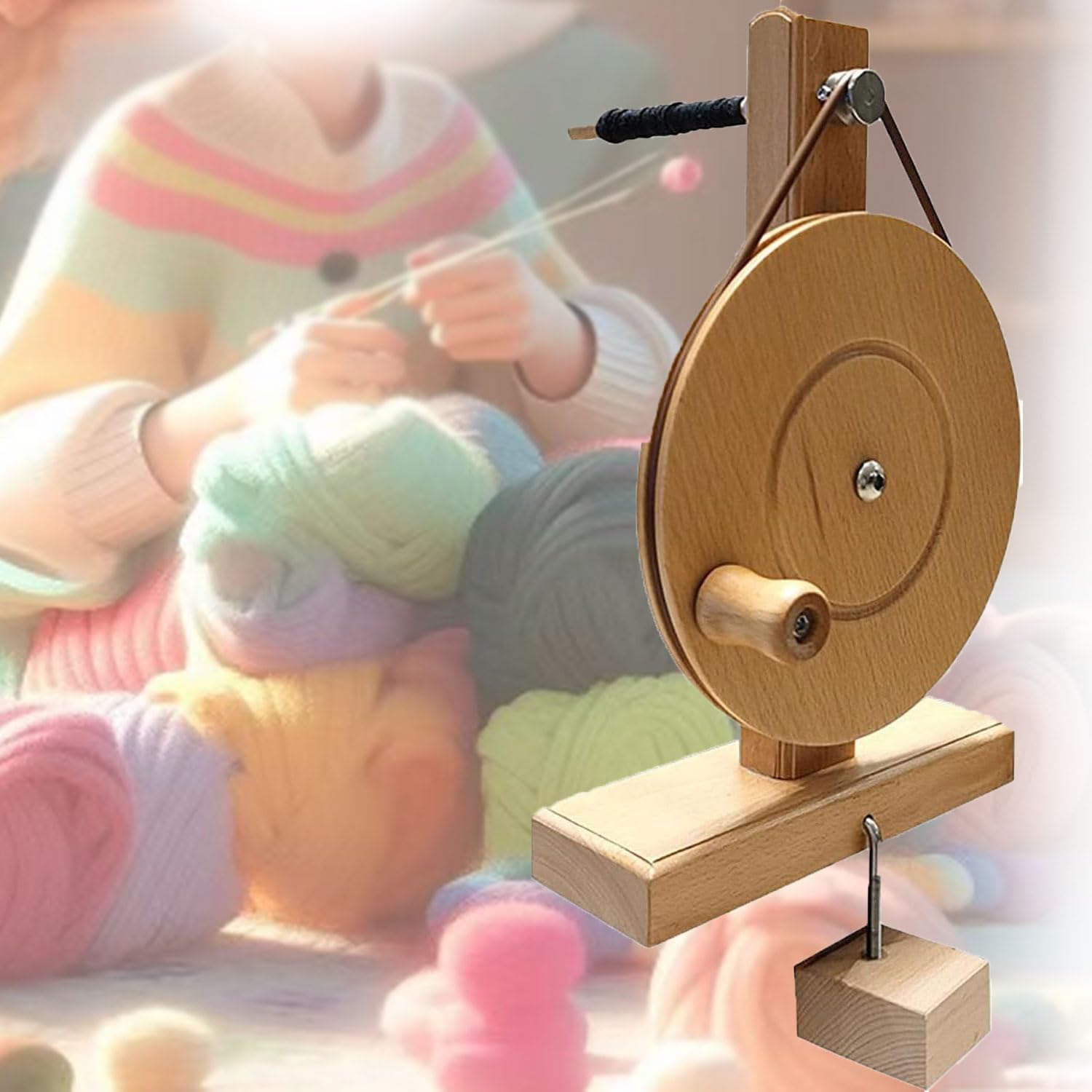 JOSBY Wooden Hand Winding Machine, Knitting Yarn Spinner, for Spool Inner Diameter 5-7 Mm, Sewing Spindle Thread Holder, Yarn Ball Winder, Loom Equipment, for Spinning Wool, Cotton, Silk, Wool Thread