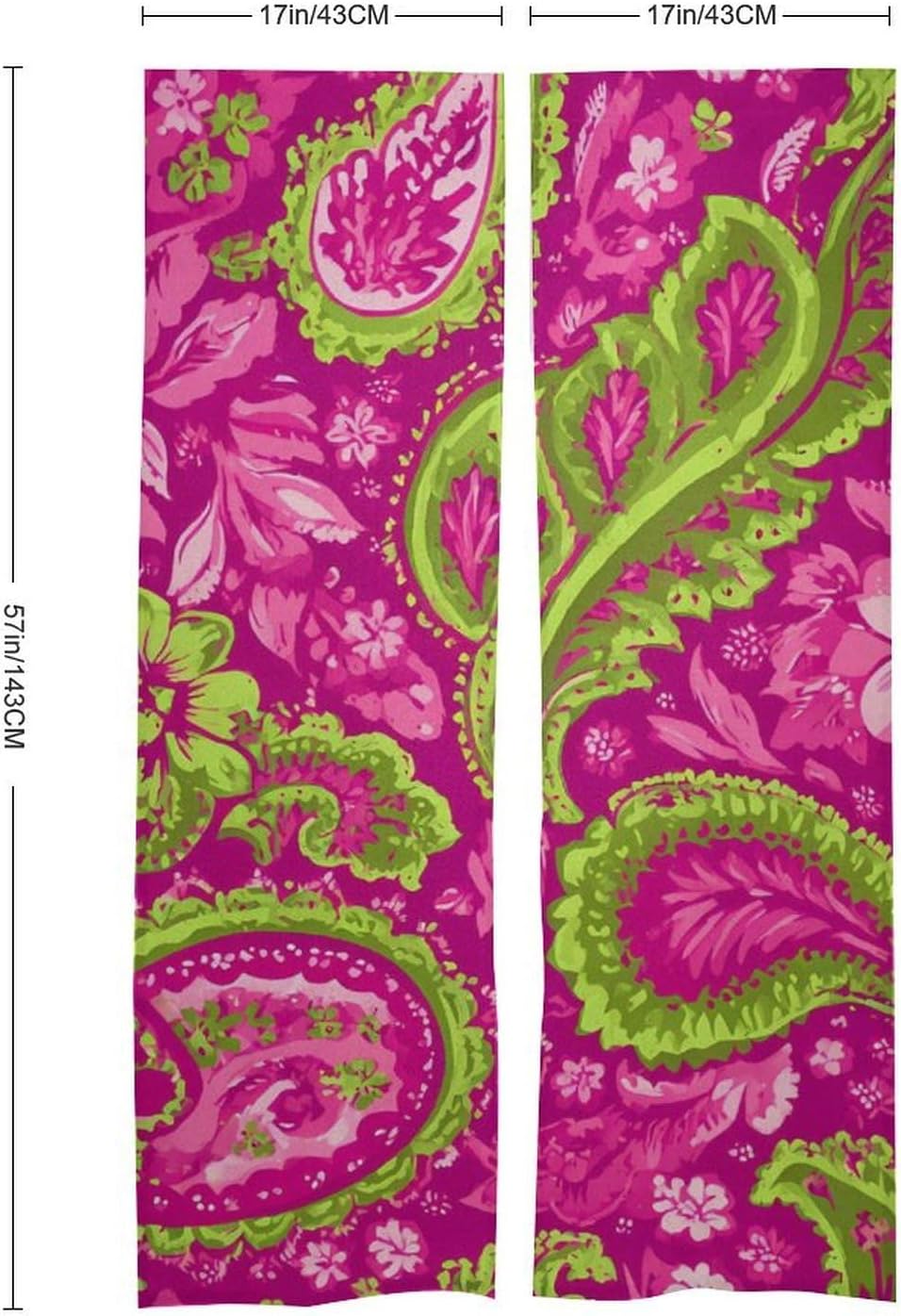 Green Paisley Pinkcolor Doorway Curtain Insulated Room Divider Drapes | white linen,privacy curtains