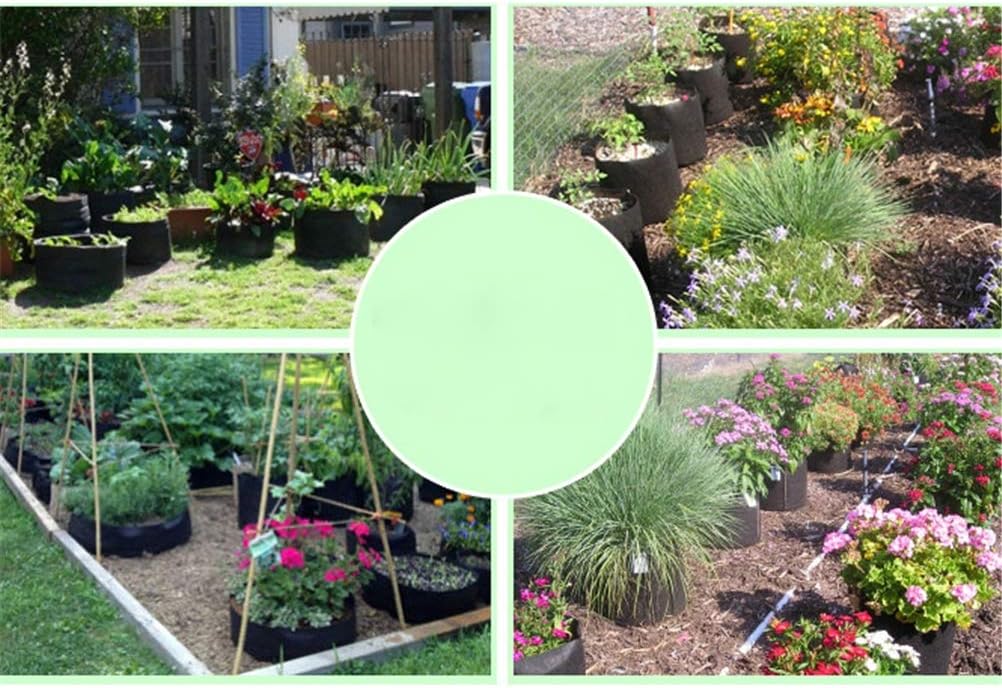 Breathable Non-Woven Fabric Plant Grow Bags with Handles for Vegetables, Fruits, Flowers – 5 Packs (40/50/60cm)(Beige,40cmx30cmx20cm)