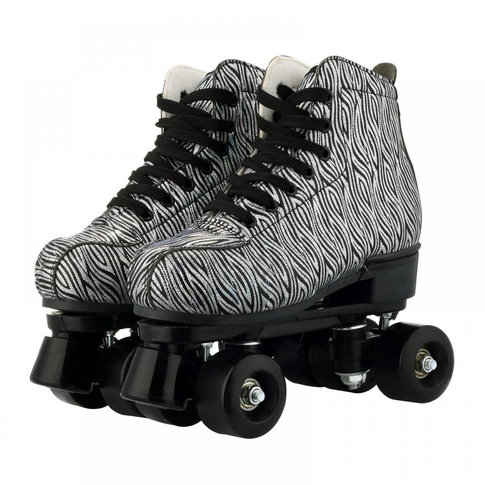 Unisex Indoor and Outdoor Double Row Four Wheels High-top Roller Skates for Beginners Womens Mens Boys and Girls (Black with Black Wheel,44=US:9.5)