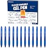 Bolígrafos de gel borrables Volcanics retráctiles con clic, tinta azul, 0.7 mm, 12 unidades | bolígrafos de gel borrables con borrador integrado, escritura suave para escuela, oficina, diario, toma de notas y uso diario 1