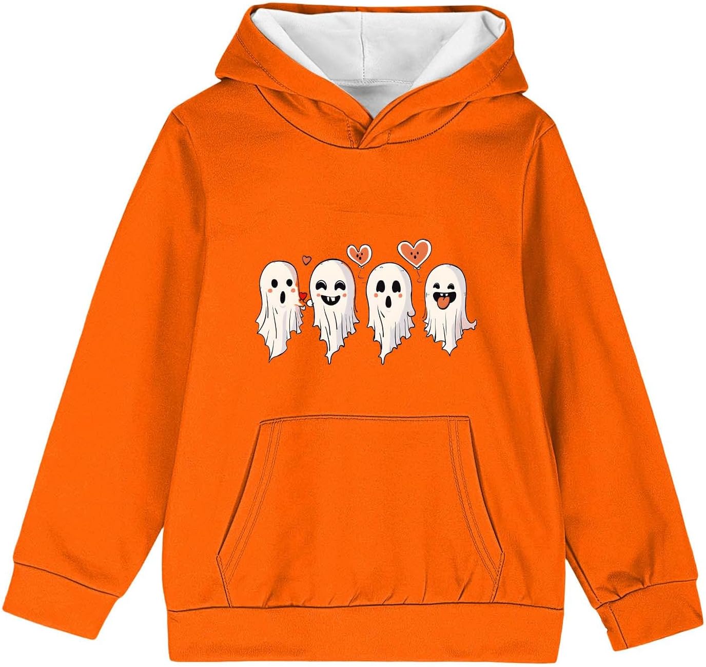Girls Cute Ghost Friends Halloween Graphic Hoodie Pullover Top