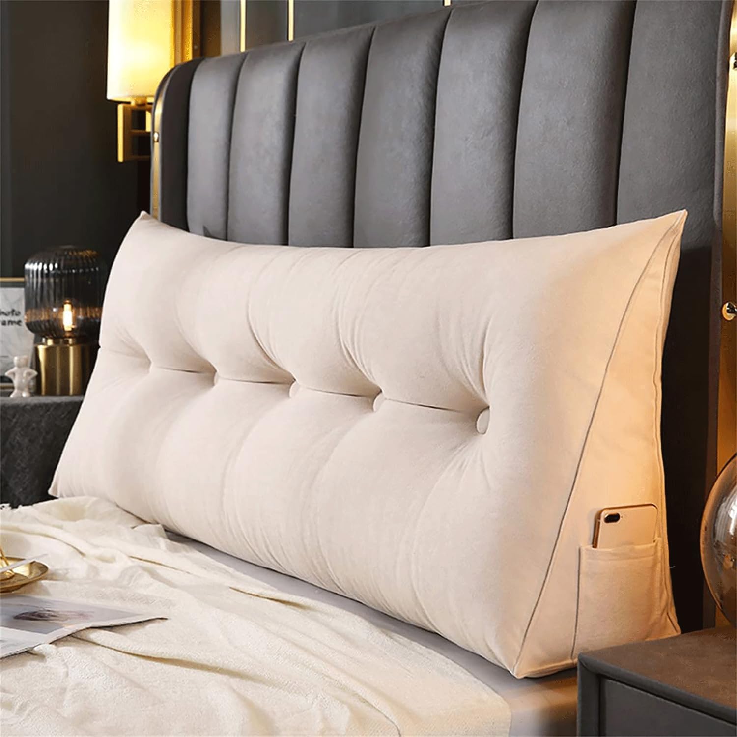 Triangular Reading Wedge Pillow, Bed Rest Headboard Cushion Headboard Pillow Bolster Cushion for Daybed Bed Bunk Bed(Size:180x20x50cm(70x7.8x20),Color:F)