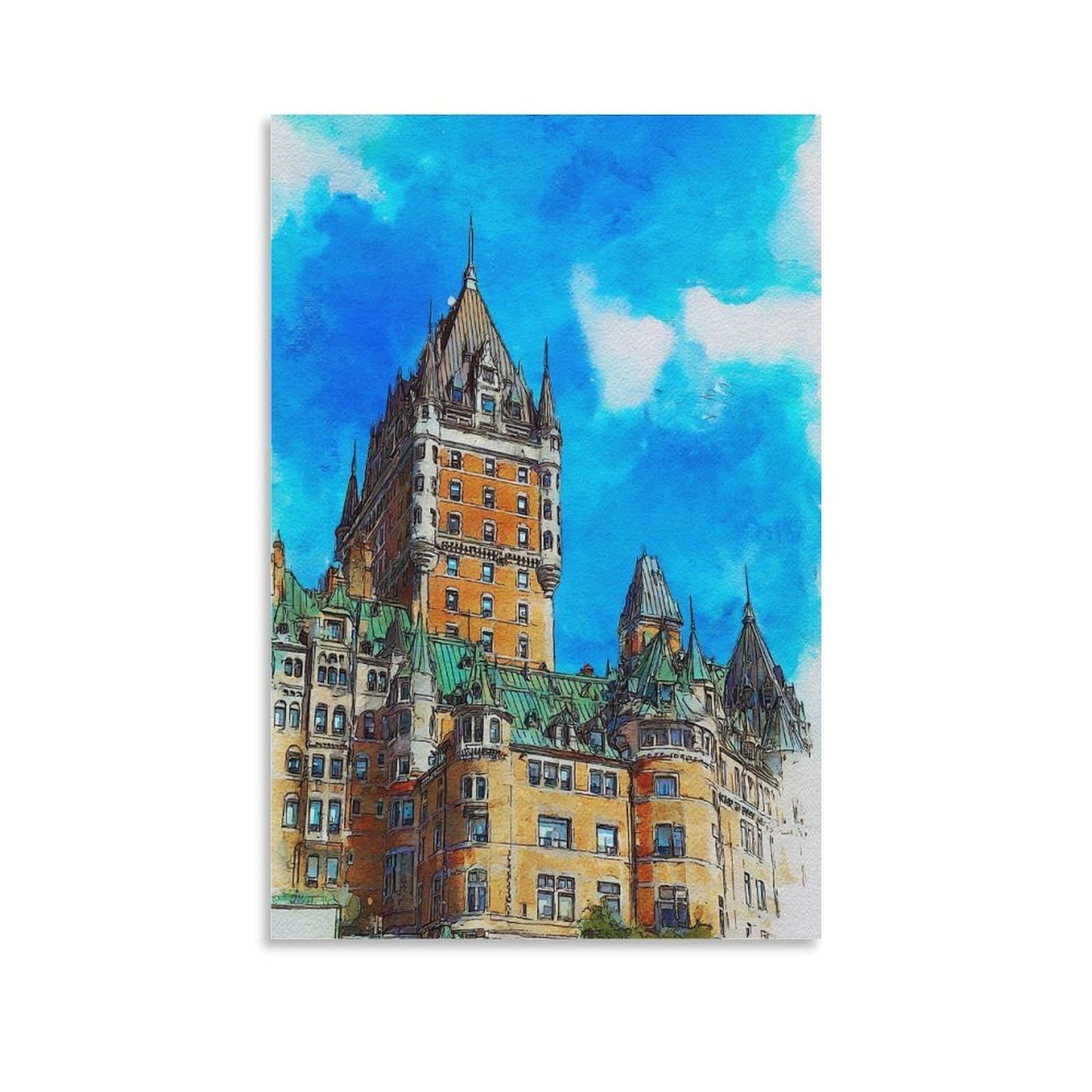 Lcynnh Unframe-Style Quebec Canada 12X18inch(30X45cm) Vintage Travel Poster Watercolor Canvas Art