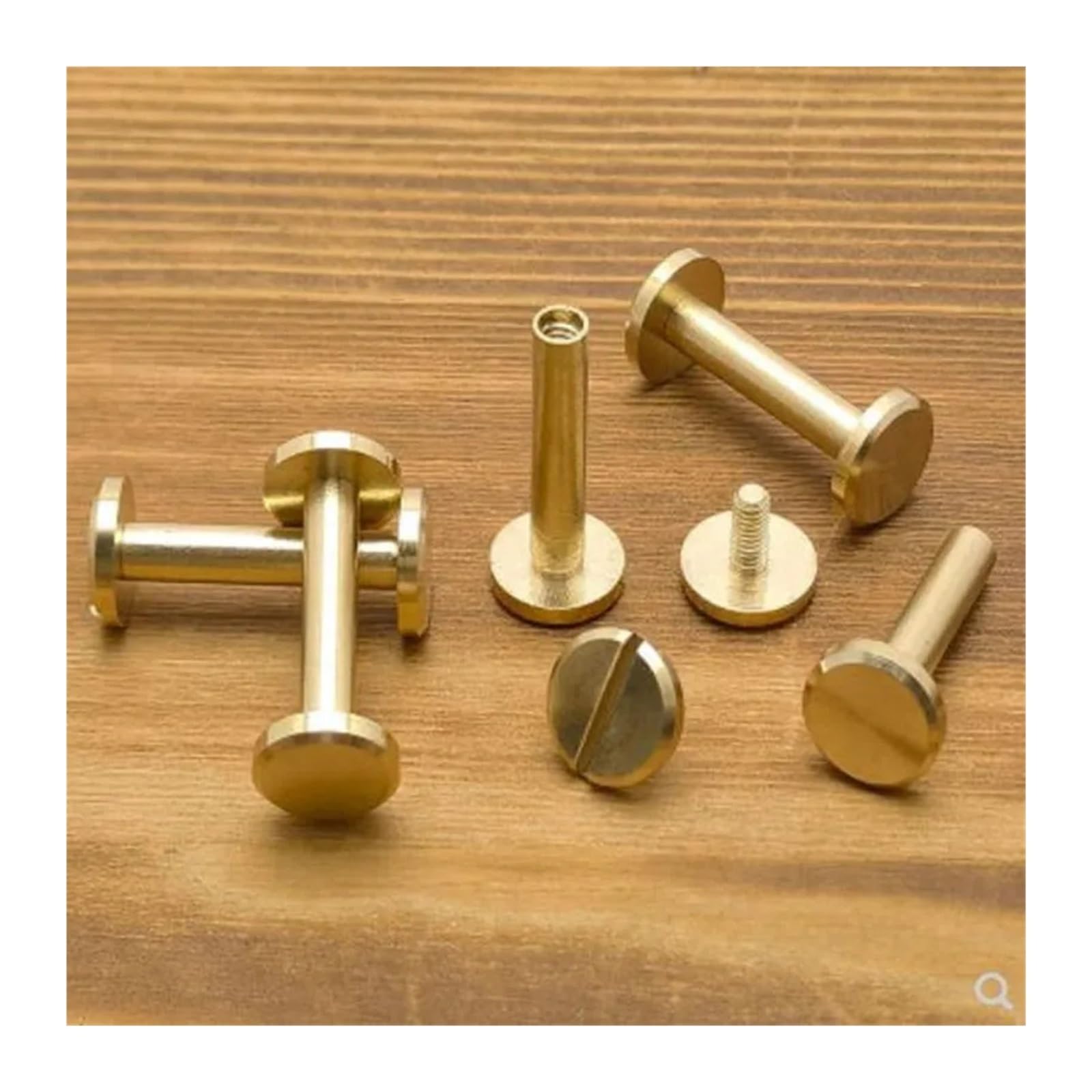 PP LEI 10set Flat Head Brass Solid Stud Screw Nail Rivets Leather Craft - Foto 5