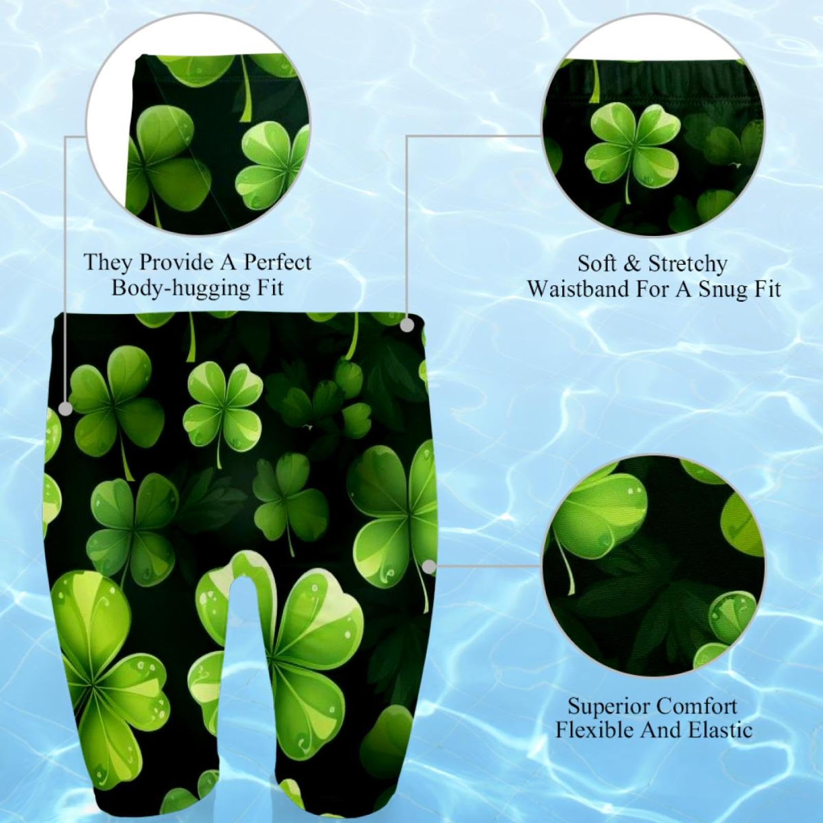 St Patrick's Day Swimsuit for Men & Boys,Competition Lap Swim Suit, Square Leg Endurance Training Multicoloured