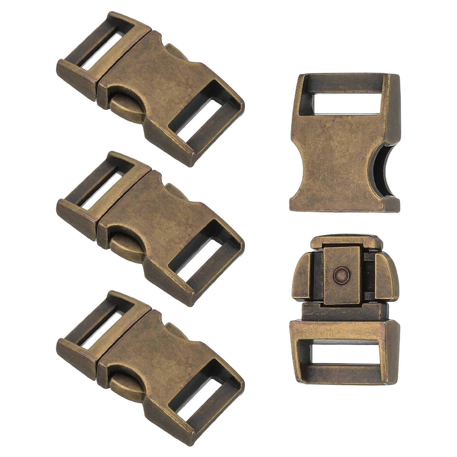 PATIKIL Quick Side Release Buckle 25mm, 4Pcs Metal Buckles Replacement No Sewing Snaps Clips Clasps for Backpack Straps Fanny Pack Webbing Dog Collars, Bronze