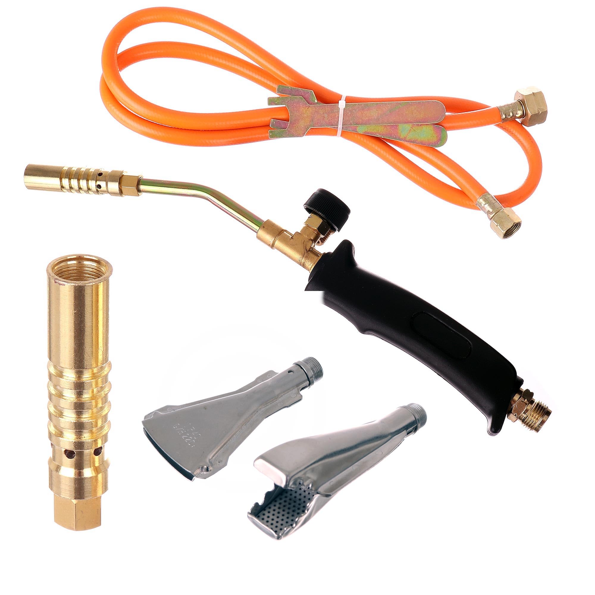 TC TECHNIC – Set de soplete, corto con 3 boquillas y manguera de 1,5 m – Herramientas de fontanería – Ajuste continuo del tamaño de la llama, presión de funcionamiento: 1,5-2,5 bar