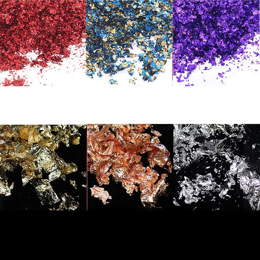 SOFEA 6 Colors Gold Leaf Gilding Resin Flakes Metallic Foil Flakes Painting Resin Arts