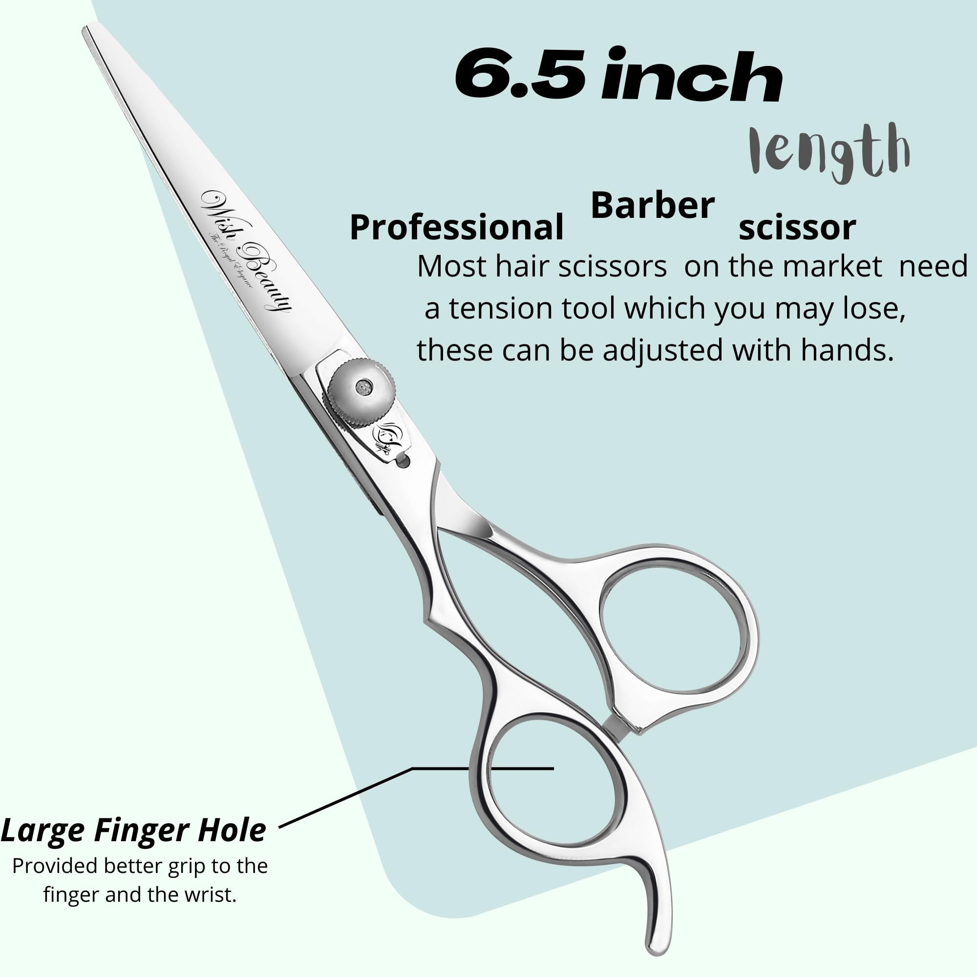 Glamified - Forbici professionali da barbiere per mancini, 16,5 cm, forbici da taglio per capelli mancini per donne