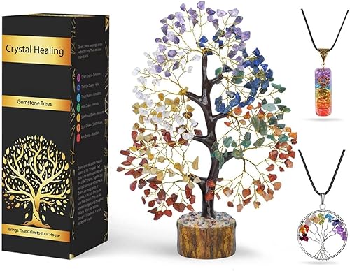 Árbol de siete chakras, árbol de piedras preciosas, cristal de Feng Shui, árbol de cristal para energía positiva, regalos para personas