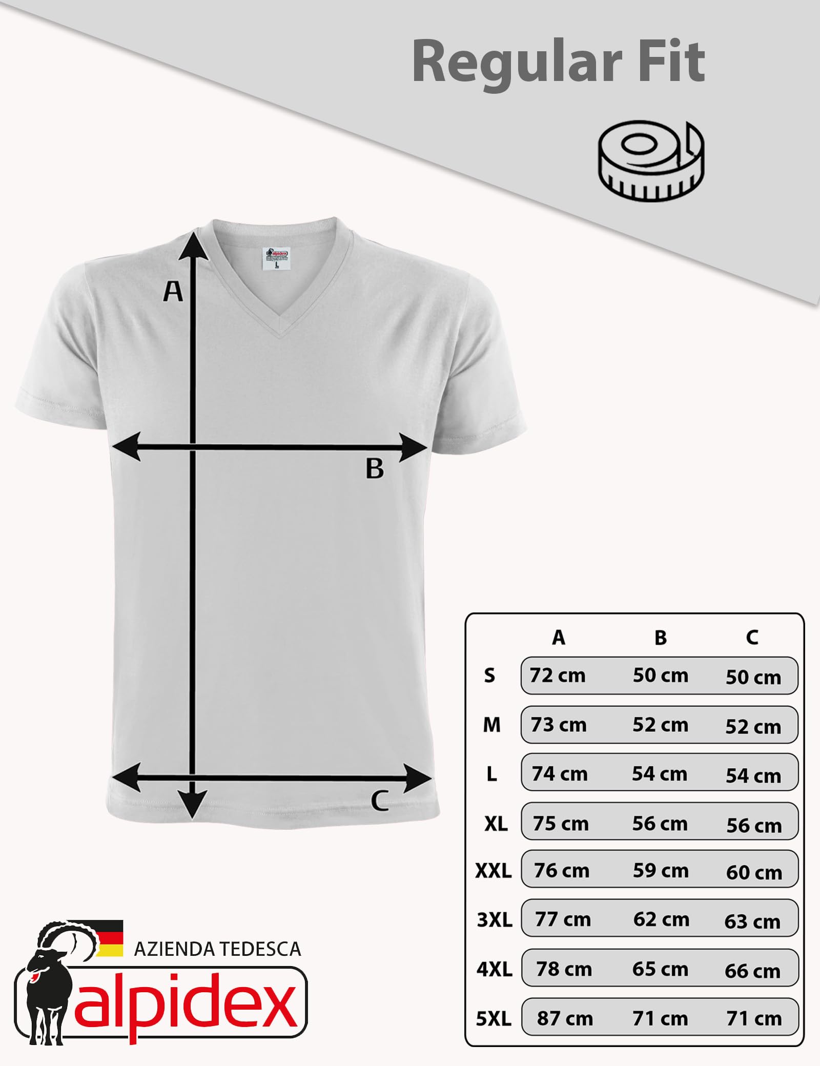 ALPIDEX T-Shirt Magliette da Uomo Confezione da 5 con Scollo a V - Taglie S M L XL XXL 3XL 4XL 5XL