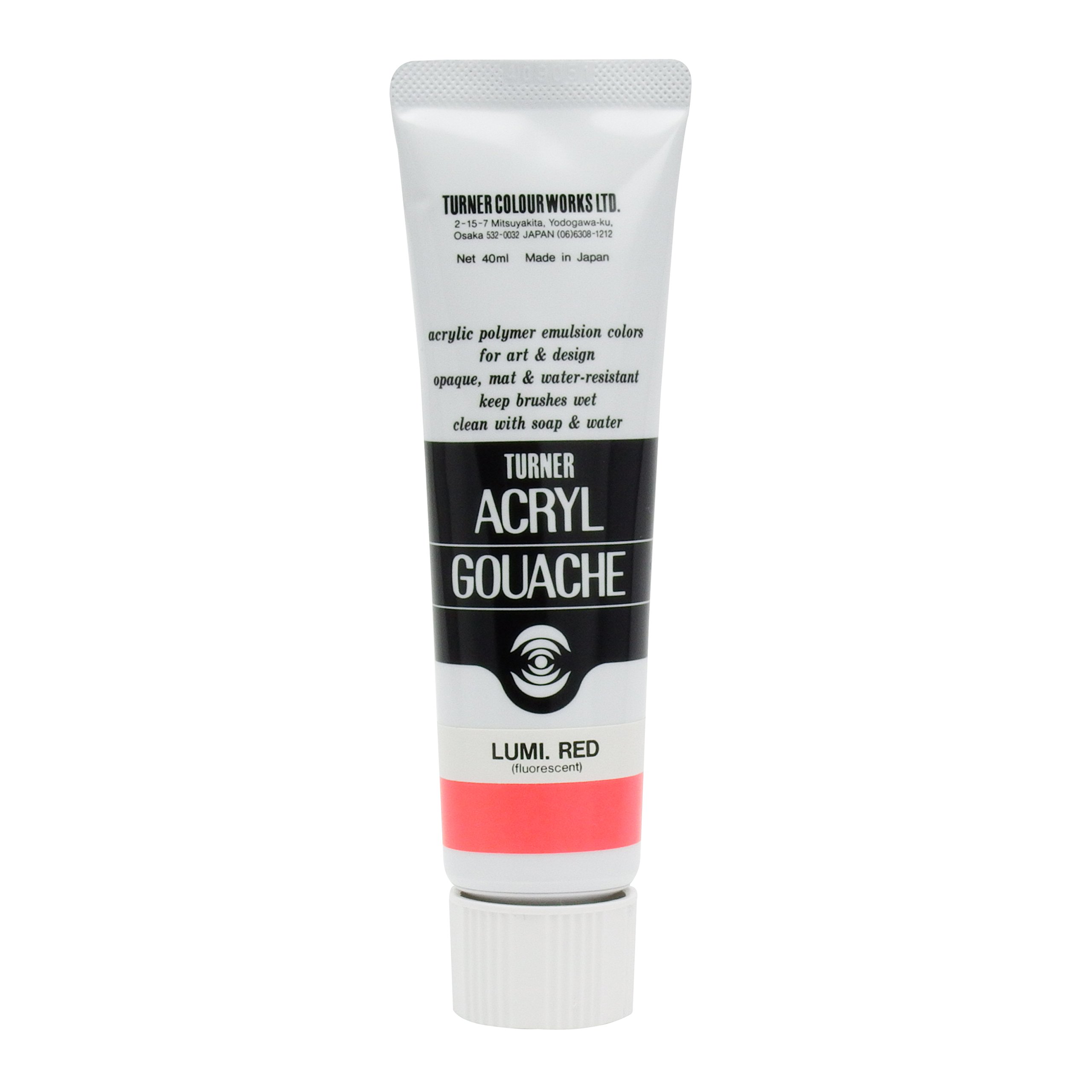Turner Colour Works Acryl Gouache Artist Acrylic Paint - Single 40 ml Tube - Luminous Red