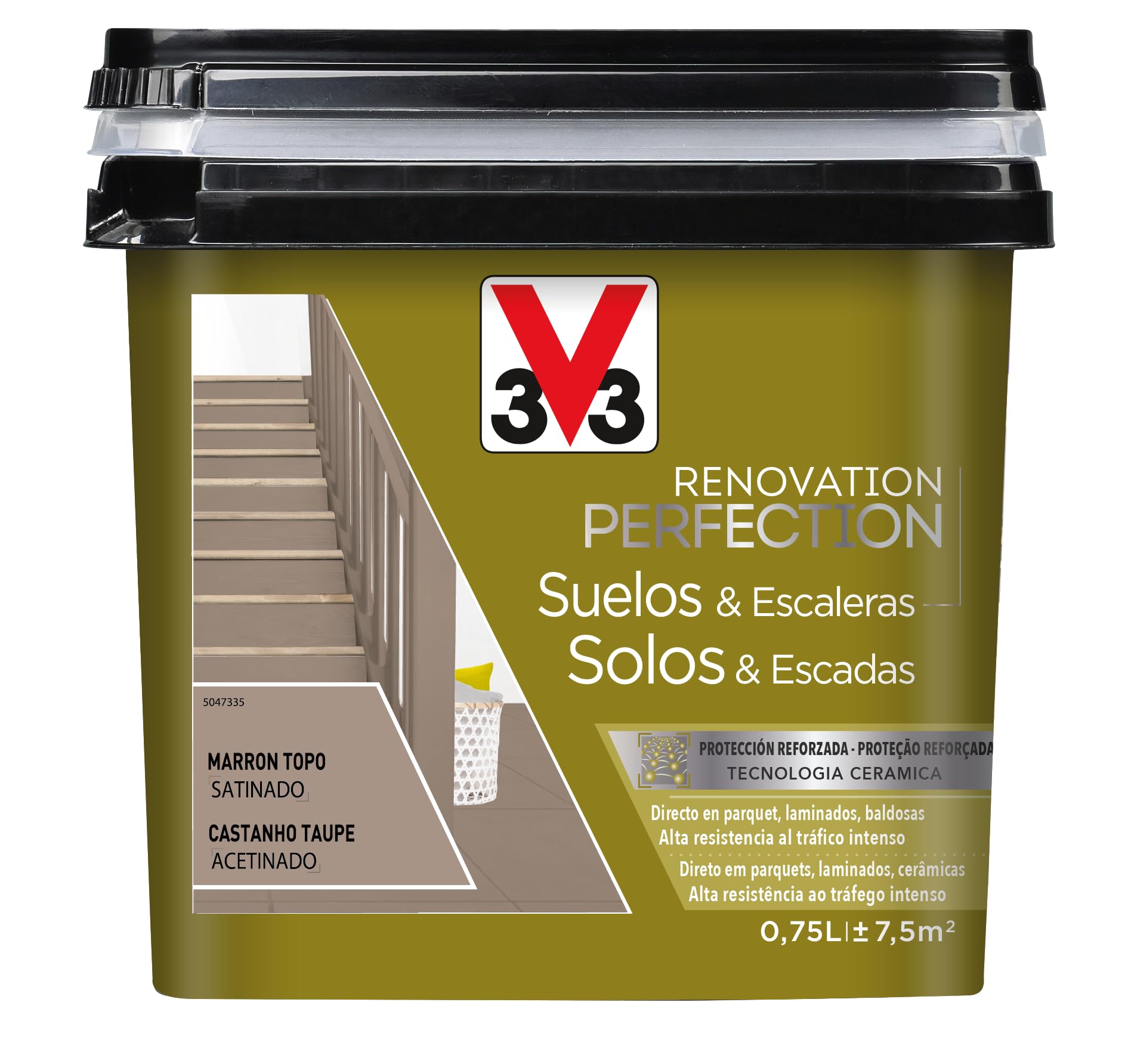 V33 Esmalte Renovation Perfection Suelos Marrón Topo Satinado 0,75L