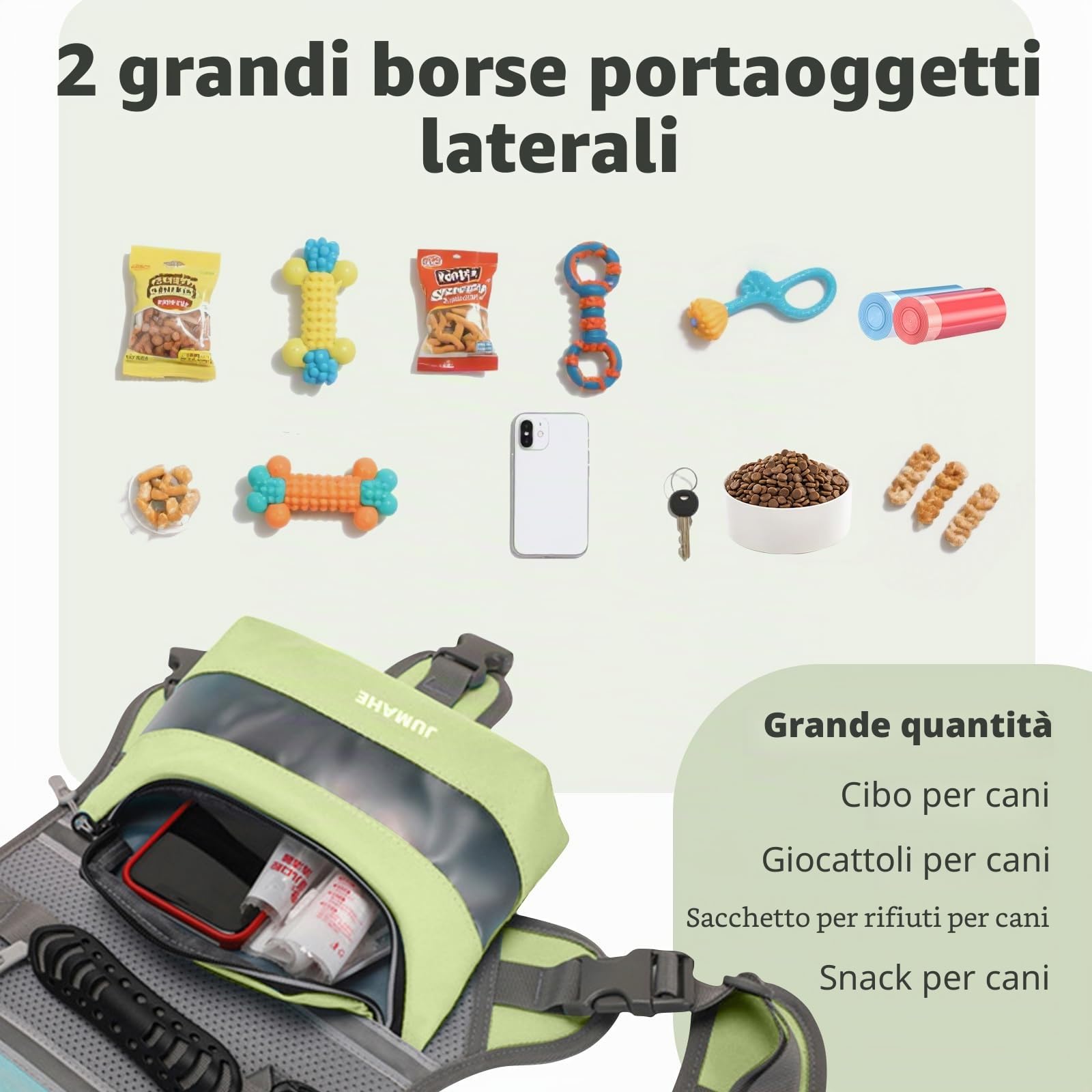 PETCUTE Zaino da Escursionismo per Cani, Imbracatura per Zaino per Cani con Strisce Riflettenti,Borsa da Sella per Cane con Tasche Laterali,per Viaggio Escursionismo