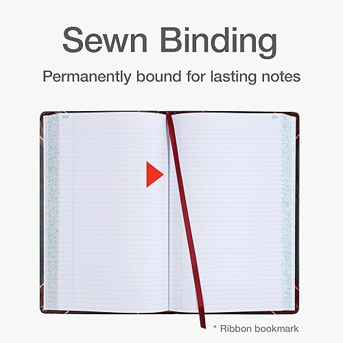 Miniatura 4 de Boorum & Pease 9 Series - Libro de cuentas con récord, con 500 páginas sin ácidos cosidas, 14-18 x 8-58 pulgadas, tapa dura negra, libro de